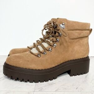 Marc Fisher Nairy Brown Suede Lace Up Hiking Bootie 9 1/2 M